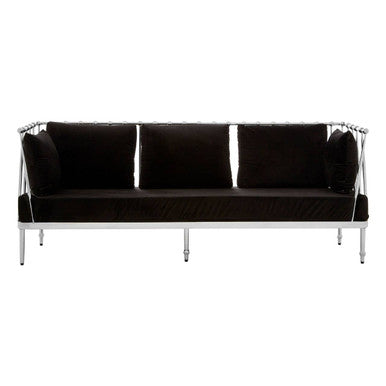 Novo 3 Seat Silver Finish Tapered Arms Sofa