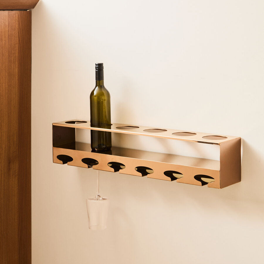 6 Bottle Rose Gold Finish Wine Rack | Novo