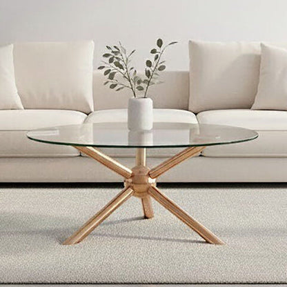 Clear Tempered Glass Top Dining Table with Rose Gold Angled Stainless Steel Legs | Novo