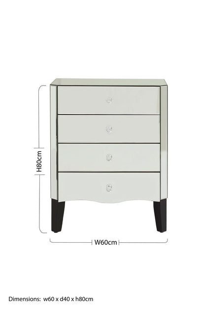 Gabriella Mirrored Chest of 4 Drawers