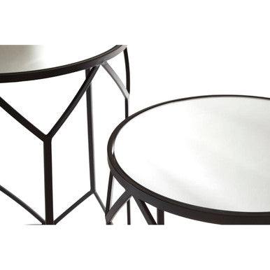 Avantis Mirror and Black Metal Set Of 2 Side Tables