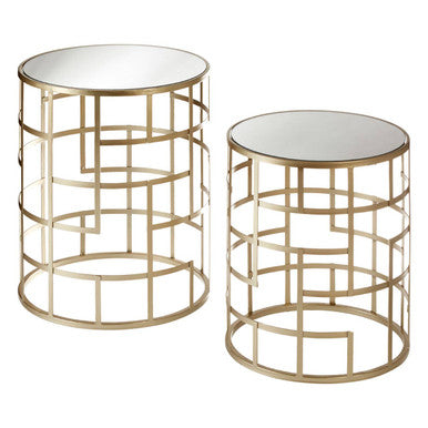 Avantis Set Of 2 Champagne Finish Side Tables