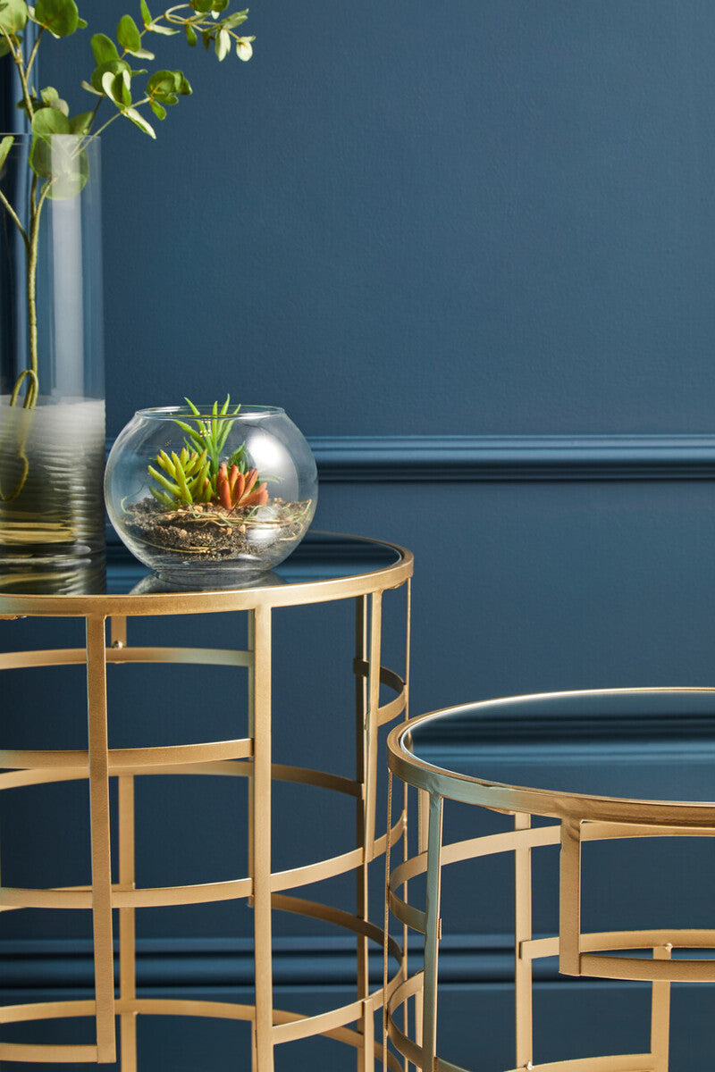 Avantis Set Of 2 Champagne Finish Side Tables