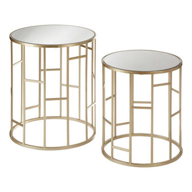 Avantis Set Of 2 Champagne Finish Round Side Tables