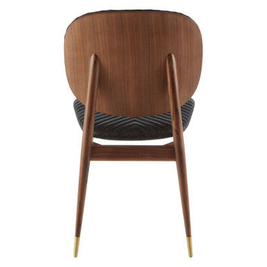 Kenso Black Leather and Walnut Wood Dining Chair