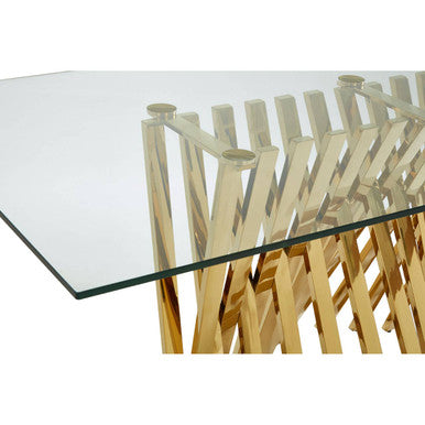 Arezzo Glass Top Dining Table With Gold Polished Frame