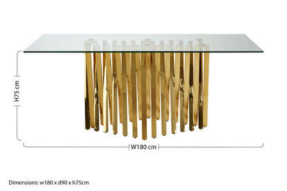 Arezzo Glass Top Dining Table With Gold Polished Frame
