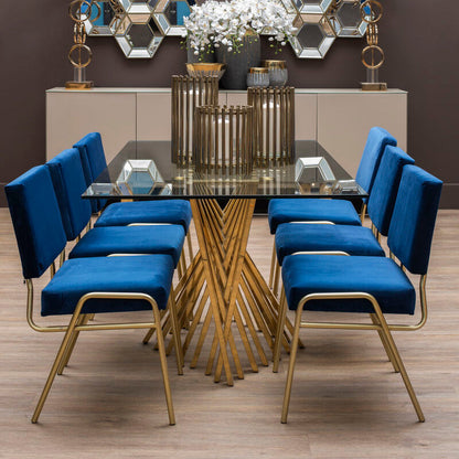 Arezzo Glass Top Dining Table With Gold Polished Frame