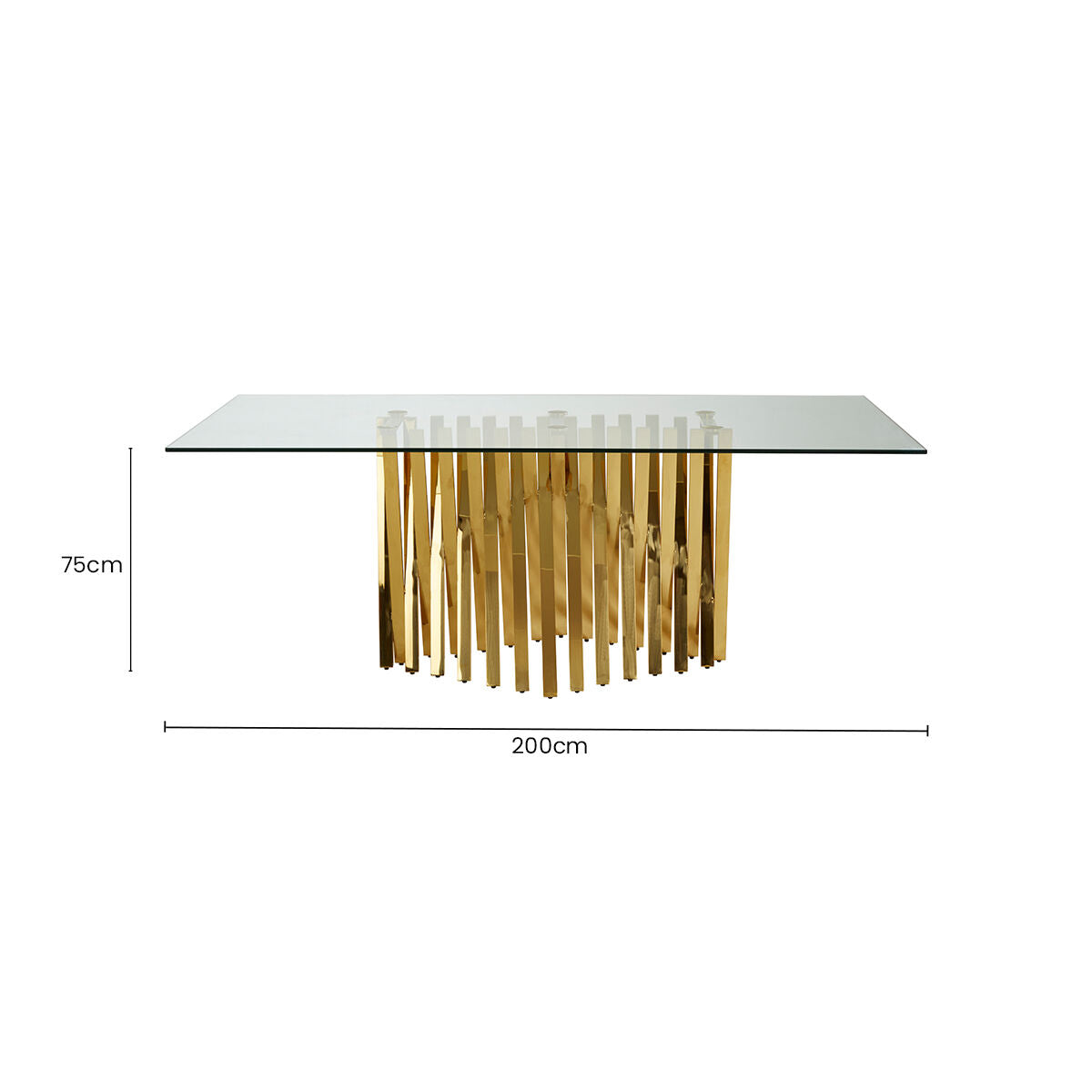 Arezzo Tempered Glass Top Dining Table With Gold Finish Frame