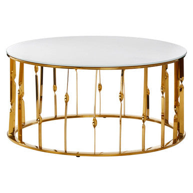 Arezzo Round Coffee Table With Gold Finish Frame