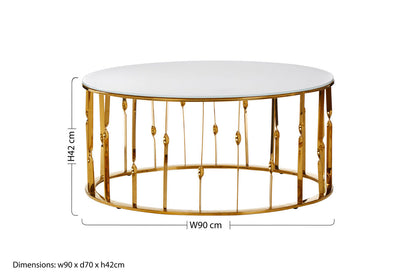 Arezzo Round Coffee Table With Gold Finish Frame