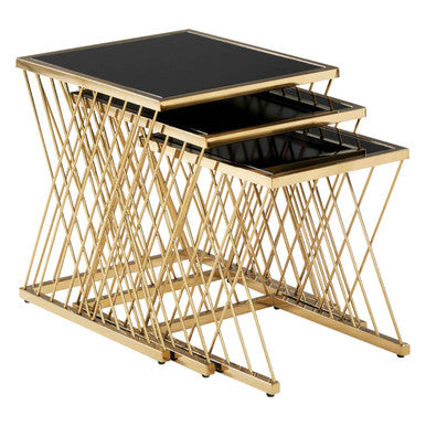 Arezzo Gold and Black Set Of 3 Nesting Tables