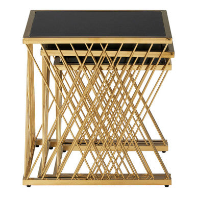 Arezzo Gold and Black Set Of 3 Nesting Tables