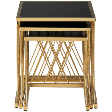 Arezzo Gold and Black Set Of 3 Nesting Tables