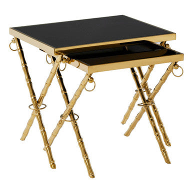 Arezzo Gold and Black Set Of 2 Nesting Tables