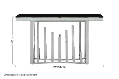 Eliza Silver Console Table With Black Glass Top