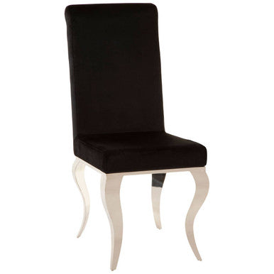 Eliza Black Velvet Dining Chair With Silver Frame