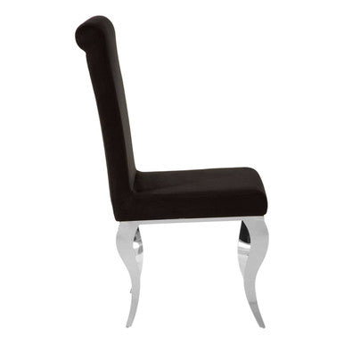 Eliza Black Velvet Dining Chair With Silver Frame