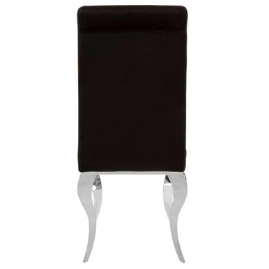 Eliza Black Velvet Dining Chair With Silver Frame
