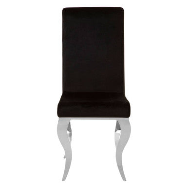 Eliza Black Velvet Dining Chair With Silver Frame