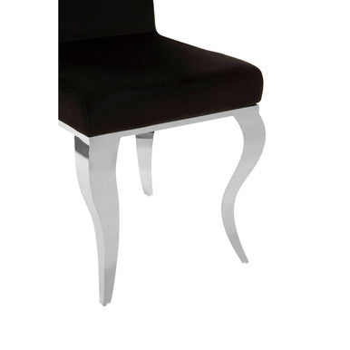 Eliza Black Velvet Dining Chair With Silver Frame