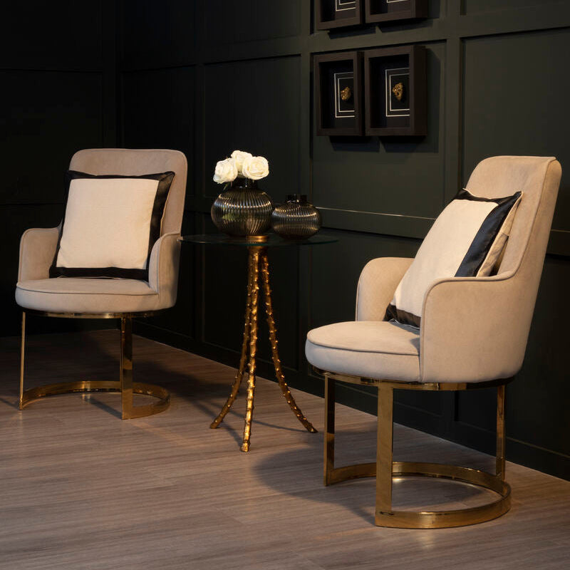 Eliza Beige Velvet Dining Chair