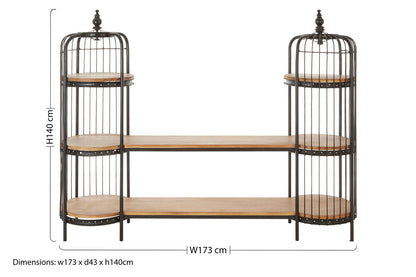 Mantis Long Black Finish Birdcage Shelf Unit