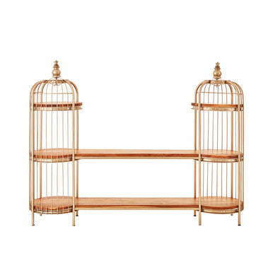 Mantis Champagne Gold Finish Birdcage Shelf Unit