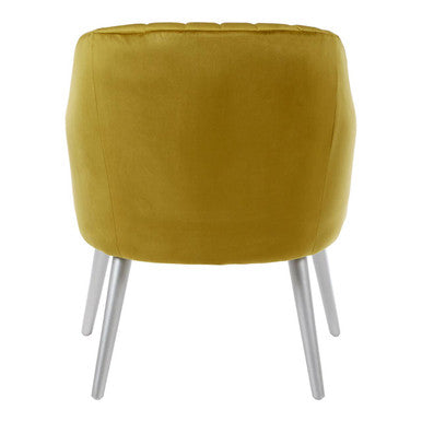 Louxor Mustard Fabric Armchair with Silver Finish Wood Legs