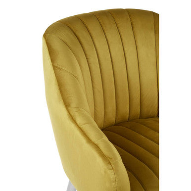 Louxor Mustard Fabric Armchair with Silver Finish Wood Legs