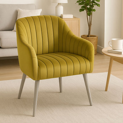 Louxor Mustard Fabric Armchair with Silver Finish Wood Legs