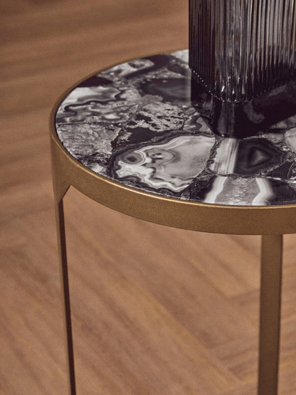 Vizzini Round Agate Side Table