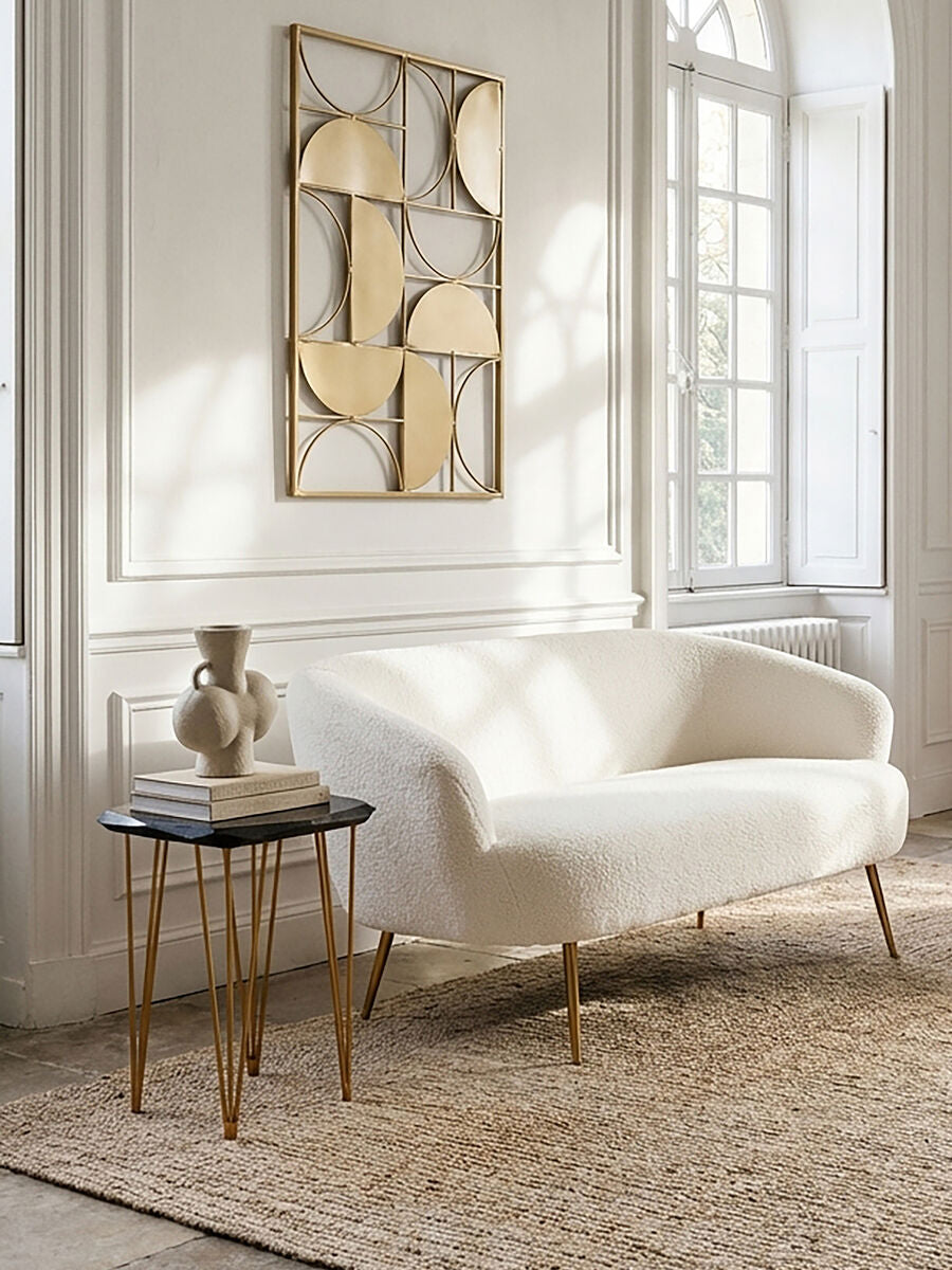 Small Black Marble Top Side Table with Gold Finish Iron Legs | Relic