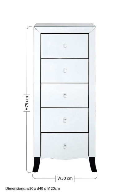 Graciela Chest of 5 Drawer With Mirror Frame