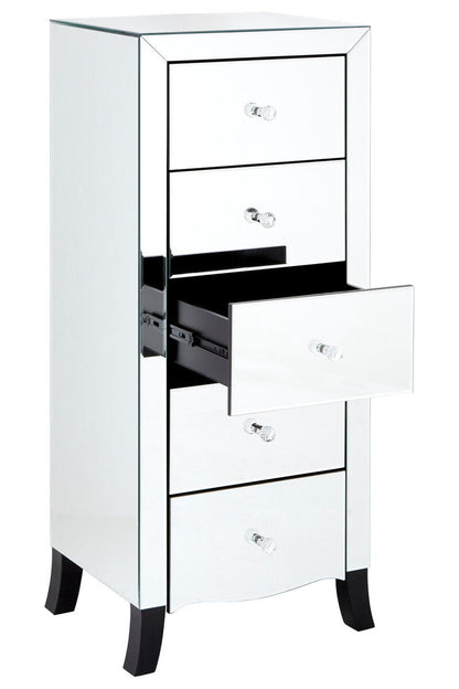 Graciela Chest of 5 Drawer With Mirror Frame