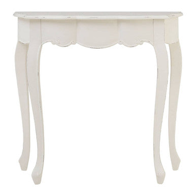 White Bayur Wood Console Table with Rustic Weathered Detail | Loire