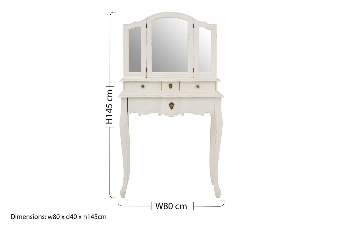 Loire Dressing Table With Mirror White
