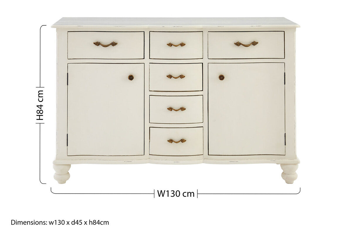 Loire 6 Drawer White Sideboard
