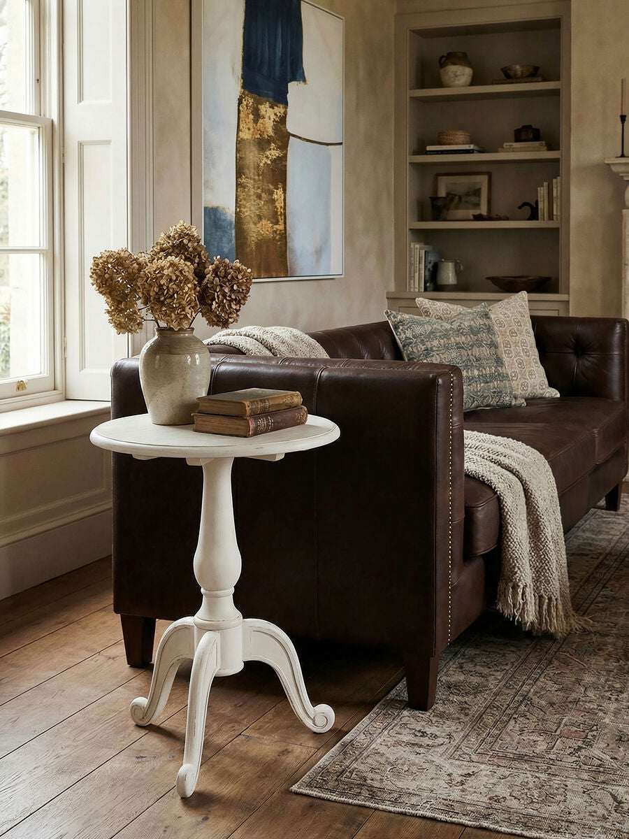 Loire Round White Pedestal Table