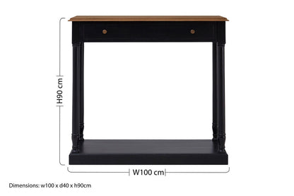 Loire 1 Drawer Black Console Table