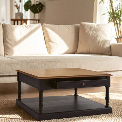Loire 1 Drawer Black Coffee Table
