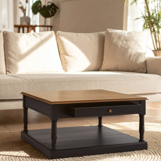 Loire 1 Drawer Black Coffee Table