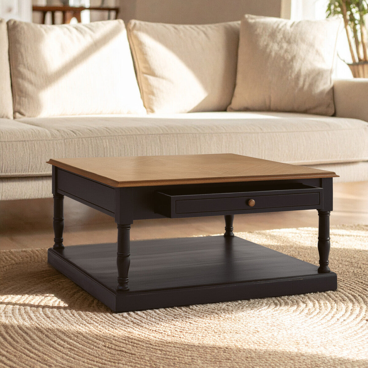 Loire 1 Drawer Black Coffee Table