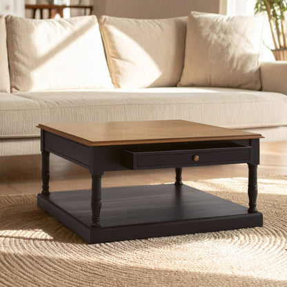 Loire 1 Drawer Black Coffee Table