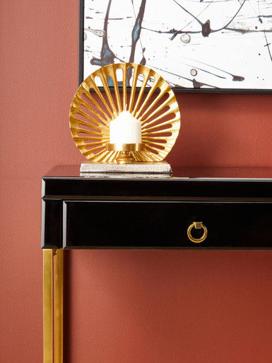 Kensington Townhouse Black Mirror Console Table With Gold Frame