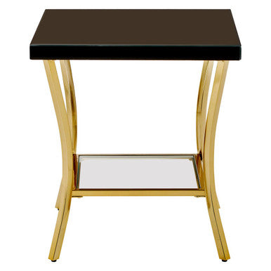 Kensington Townhouse Black Mirror Side Table With Gold Legs
