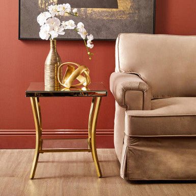 Kensington Townhouse Mirror Side Table With Gold Legs