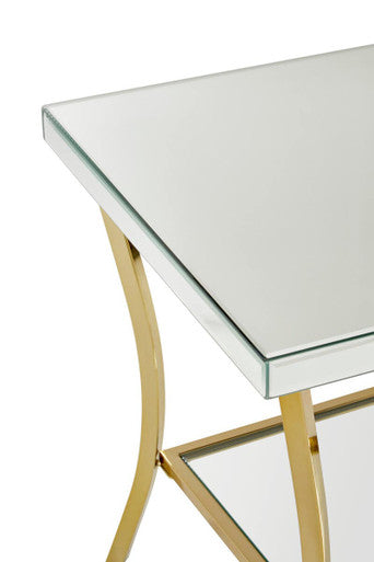 Kensington Townhouse Mirror Side Table With Gold Legs