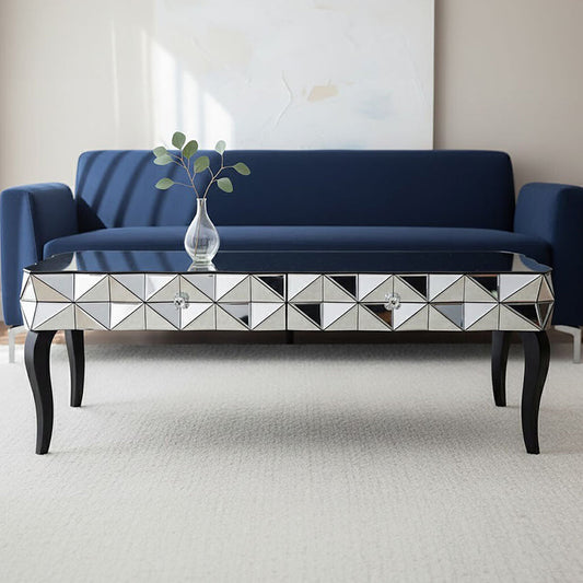 Silve Rectangular Coffee Table with Smoked Glass Detail | Soho