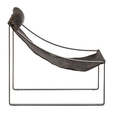 Hoxton Antique Black Leather Sling Chair